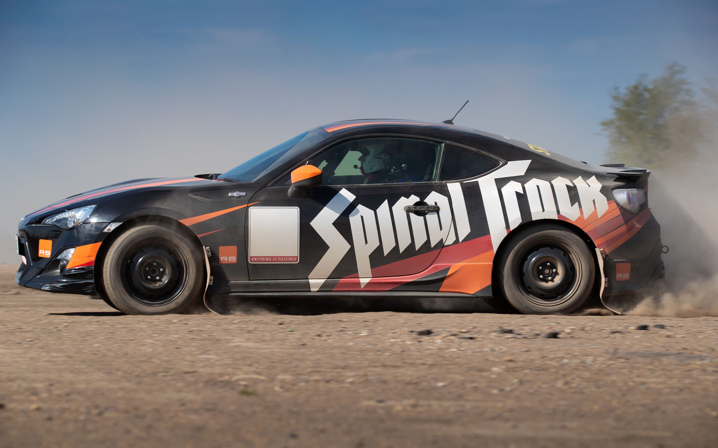 A specially adapted Toyota GT 86 rally car at the Spinal Track launch day at Bill Gwynne Rally school